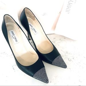 Jimmy Choo 100mm Black Napa Pumps with Studs - EUC